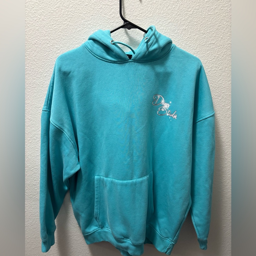 Boohoo Aqua Hoodie Size S With Design Front & Back